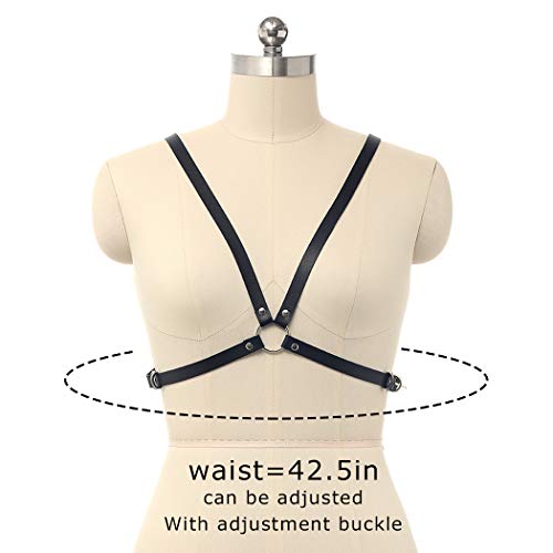 BODIY Leather Harness Belt Black Chest Harness Goth Fashion Belts for Women3