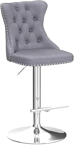 Miniatura 118 de Aoowow Juego de 2 taburetes de bar giratorios ajustables con respaldo de terciopelo copetudo, sillas de bar modernas tapizadas con cabeza de clavo