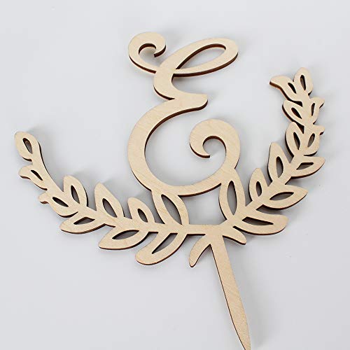 Lingteer Personalized Inital Letter E Wooden Cake Topper Perfect For Birthday Rustic Wedding Anniversary Party Keepsake Decoration #TOP3