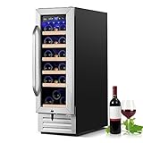 Velivi 12 Inch Wine Cooler Refrigerator,Mini Wine Fridge 18 Bottle Capacity,Built-in or Freestanding Professional Wine Chiller with Quiet and Stable Temperature Control Systems.