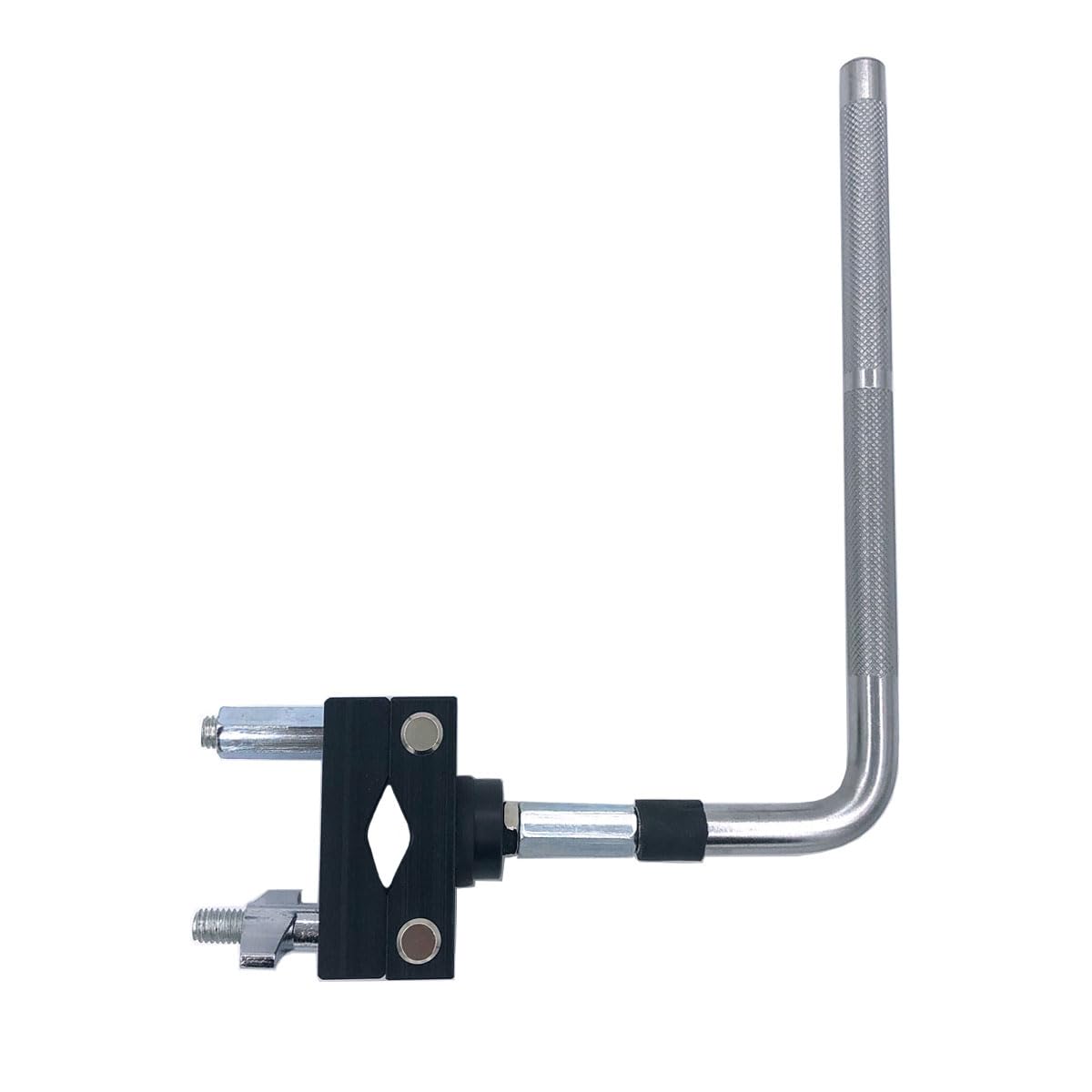 Percussion Cowbell Mounting Clamp Bracket Portable Cowbell Mount Holder for Drum Set Percussion Rack Cymbal Stand Tambourine Jam Block Mount Accessories Silver and Black