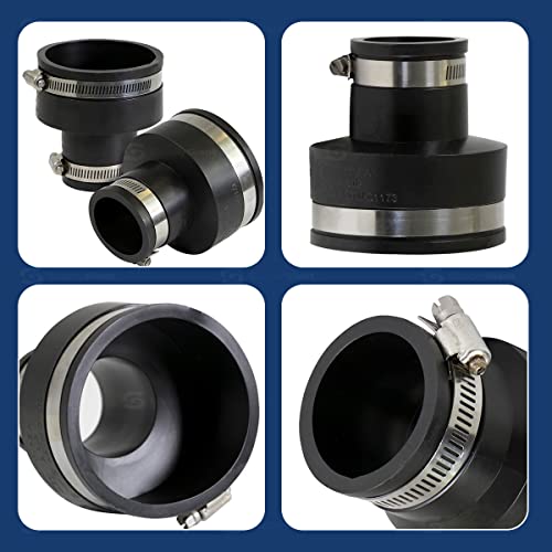 Supply Giant 6I54 Flexible Pvc Reducing Coupling With Stainless Steel Clamps, 3 X 1-1/2 Inch, Black #TOP3