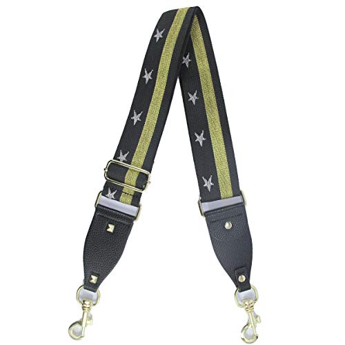 Image of Duwi Wide Purse Strap Multicolor Striped Guitar Style Strap Adjustable Canvas Crossbody Bag Strap