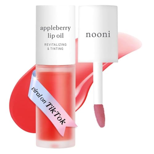 Image of NOONI Korean Lip Oil - Appleberry | Long-Lasting, Moisturizing, Plumping, Revitalizing for Dry Lips, Waterproof, No Peel Off, Hydrating Nourishing Crystal Clear Lip Stain, Stocking Stuffers 0.12 FL Oz
