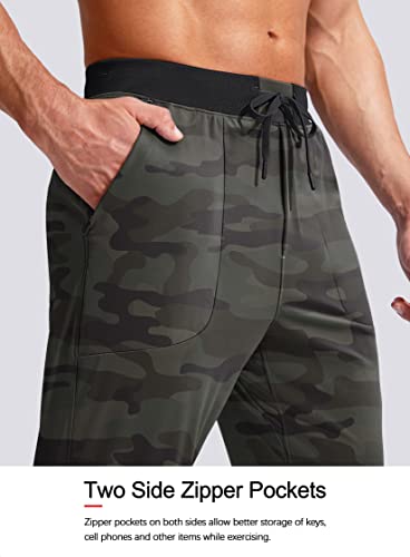 Viodia Men's Joggers With Zipper Pockets Athletic Running Track Sweatpants For Men Workout Traning Gym Pants Green Camo #TOP3