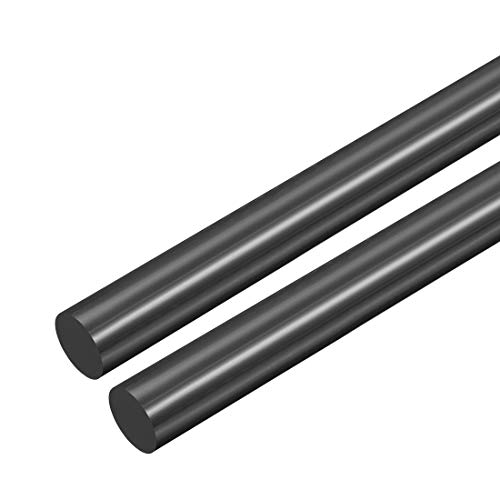 uxcell 2pcs Plastic Round Rod 5/8 Inch Dia 20 Inch Length Black (POM) Polyoxymethylene Rods Engineering Plastic Round Bars(15mm)