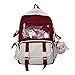 MEOKIM Kawaii backpack student schoolbag large-capacity tooling style backpack stitching cute girl campus backpack(Red)