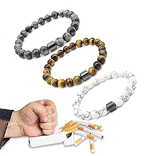 Pulsera para dejar de fumar, pulsera magnética antitabaco, pulsera antiansiedad para hombres y mujeres, cuentas de 8 mm, ayuda a aliviar los antojos, la ansiedad, la frustración y la irritabilidad