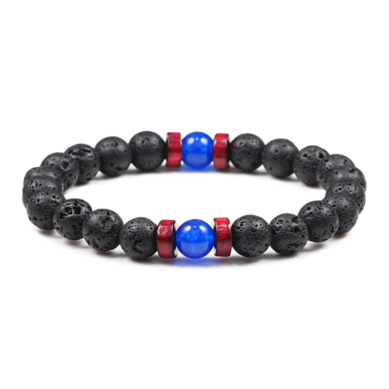 HLTYGWX Natursteinarmband Vulkangestein Männer Karneol Tigerauge Perlen Armbänder Heilung Balance Armreifen Frauen Yoga