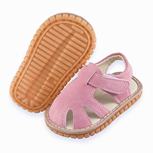 Image of WILLFUN Baby Boy Girl Summer Infant Squeaky Sandals Premium Rubber Sole Closed-Toe Non-Slip Shoes Toddler First Walkers