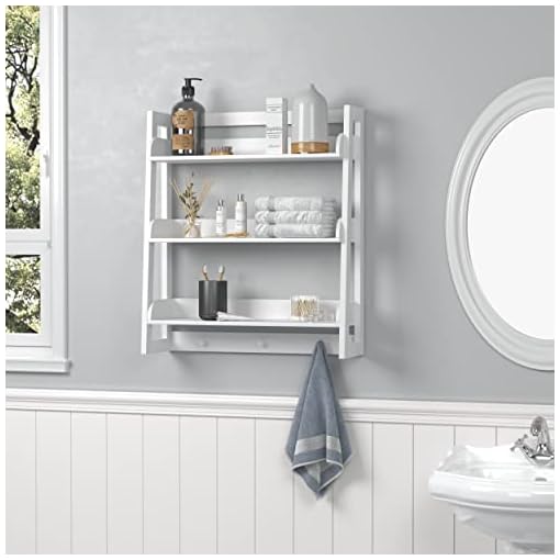 UTEX 3 Tier Bathroom Shelf Wall Mounted with Towel Hooks, Bathroom