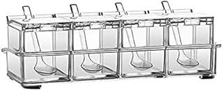 4 PCS Seasoning Box, Transparent Seasoning Box Seasoning Storage Container with Spoons for Spice Salt Sugar Cruet, Condiment Jars