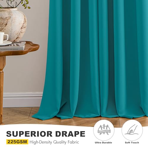 Image of MIULEE Blackout Curtains for Bedroom Living Room 2 Panels, Thermal Insulated Room Darkening Drapes Grommet Noise Reducing Light Blocking Window Treatments 84 Inches Long 40x84 Inch Teal
