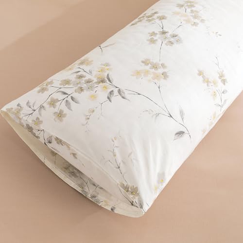 Image of ECOCOTT Pillowcase Boby Size with Vintage Wash Painting Floral Pillow Cases Set, 1 pcs 100% Cotton Pillow Covers Envelope Closure (Boby, 20 inchx54 inch)