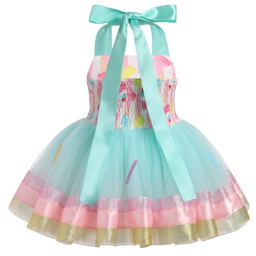IDOPIP Baby Girls Donut Ice Cream Tutu Dress Summer Sleeveless Strap Backless Princess Birthday Party Dresses with Headwear2