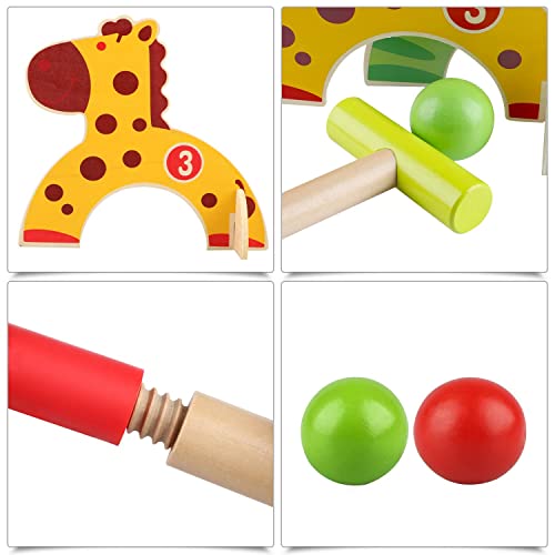 Wondertoys Wooden Animals Croquet Set Golf Toys with 2 Balls Early Educational Game Gift for Children - 4