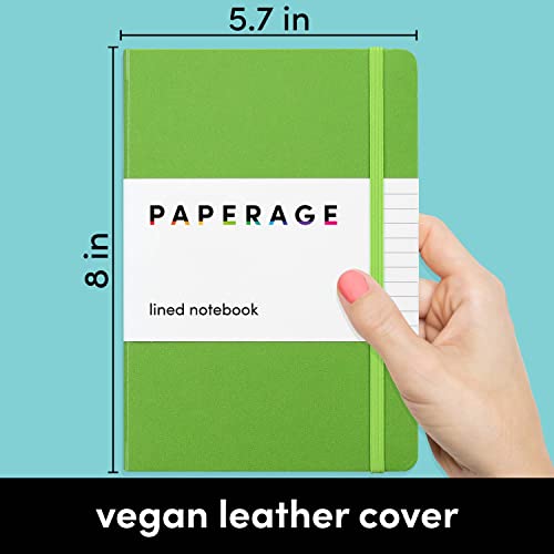 Image of PAPERAGE Lined Journal Notebook, (Lime Green), 160 Pages, Medium 5.6 in x 8 in - 100 GSM Thick Paper - Hardcover Journaling Notebook for Work, School & Note Taking