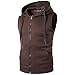 WSLCN Hommes Débardeur Sweat à Capuche sans Manches Sport Cotton T-Shirt Veste en Sweat Top Maillot Haut Top Casual Tank Zip Musculation Boxe Fitness Haut Gilet Hoodie Marron Medium
