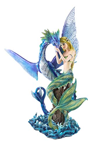 Estatua Decorativa Sirena con Dragón 12 pulgadas miniatura 3