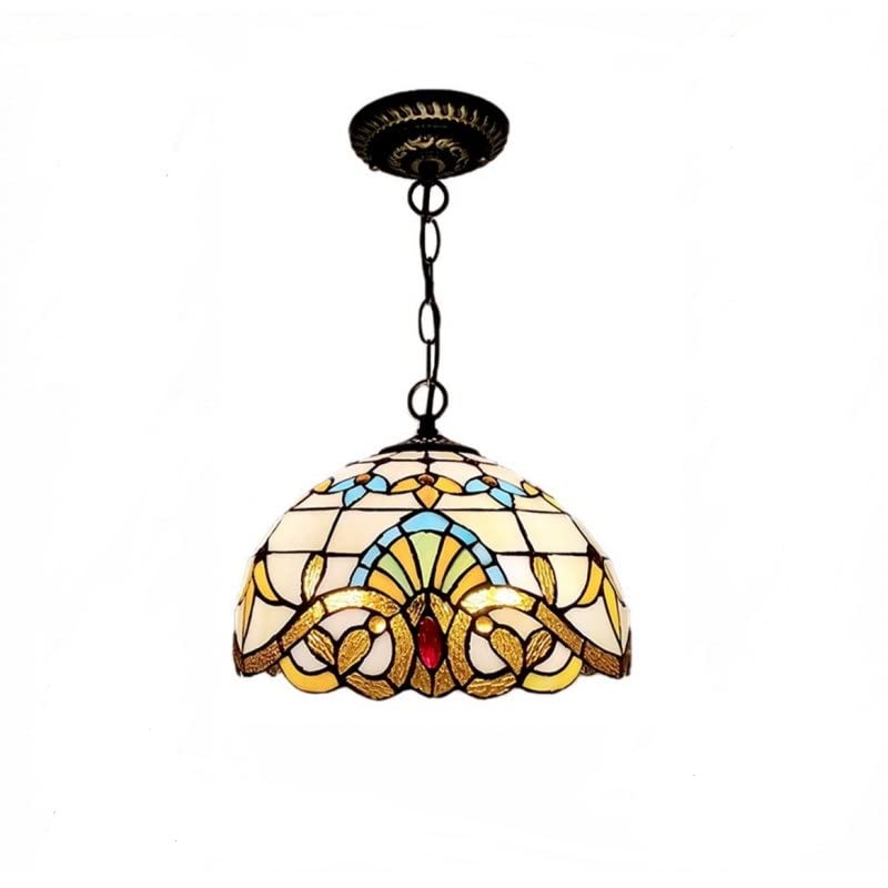 T.E Lustre en vitrail fait main, longueur réglable, taille 30x30x18