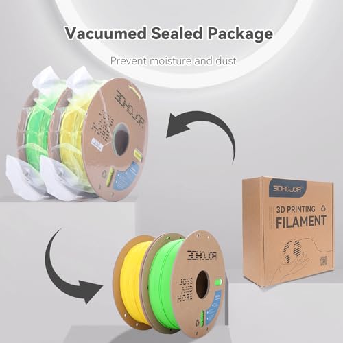 Image of 3DHoJor PLA Pro (Plus) Filament 1.75mm, 3D Printer Filament, Cardboard Spool 3D Printing Filament, Dimensional Accuracy + /- 0.03 mm- Green+Yellow