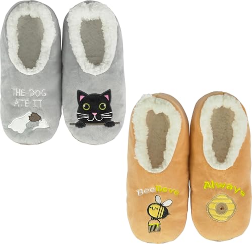 Image of BenSorts Fuzzy Slipper Socks for Women Funny House Slippers with Grips | Warm Cozy Cute Socks Non Slip Gifts Thick Stocking Stuffers Christmas