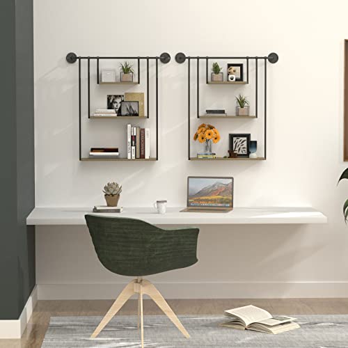 Industrial Floating Shelf Wall Mounted, Rustic Metal Hanging Book Shelf For Wall, Pipe Shelving With Wood Plank, 3 Tier Wall Shelf For Bedroom, Storage Shelves For Living Room, Bathroom,Kitchen #TOP1
