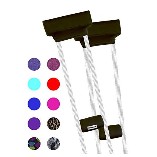 Crutch Pads & Hand Grip Covers for Underarm Crutches – Comfortable Soft Cushion Set, Breathable & Washable – Armpit & Handle Padding Crutch Accessories for Adults – Crutcheze – Black