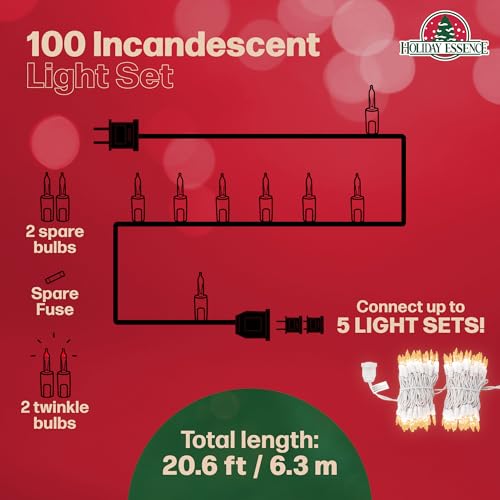 100 CLEAR CHRISTMAS LIGHTS WITH WHITE WIRE