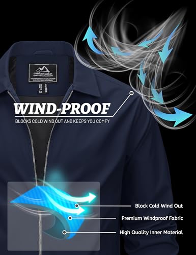 MAGCOMSEN Men's Lightweight Jacket Full Zip Golf Jackets Collar Windbreaker Casual Spring Coat With 3 Pockets - Image 6