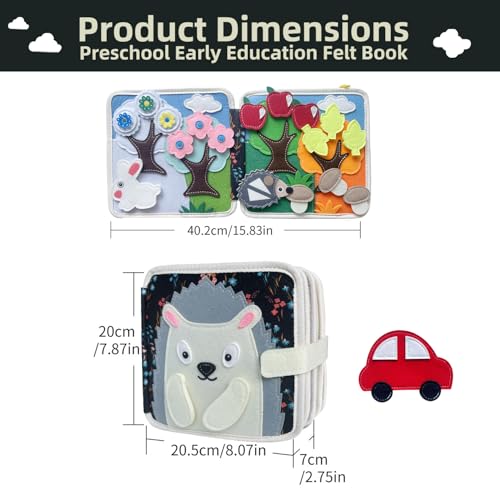 Image of Busy Book for Toddlers 1-3 Years Old - Montessori Busy Board Toy, Suitable for 1-Year-Old Boys and Girls, Quiet Activity Book, Travel Toy, Sensory Cloth Book for 1-Year-Olds