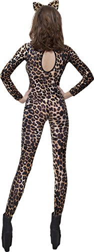 Smiffys Fever Damen Bodysuit mit Geparden Muster Aufdruck, One Size, Braun, 26811 – Bild 4