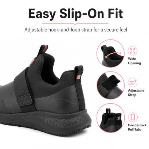 Image of Women's Non Slip Work Shoes Slip Resistant Waterproof Chef Shoe for Women Working in Kitchen Restaurant Food Service Slip-On Design Walking Sneakers Zapatos Trabajo