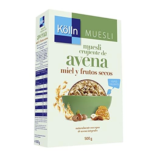 Kölln - Muesli de Avena Crujiente de Miel y Frutos Secos, Cereales Integrales, Alto Contenido de Fibra - 500 g