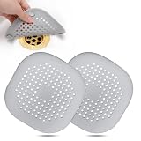 Bovinde Hair Drain Catcher,Square Cover for Shower 2 Pack (Sliver Grey)