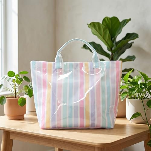 Image of Lushandy PVC Tote Bag for Women Jelly Beach Bag Top Handle Hobo Handbag | Water-Resistant, Wipe Clean, Lightweight