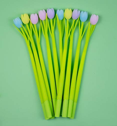 Set de 8 bolígrafos de gel con diseño de flor tulipán miniatura 6