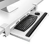 AboveTEK Bandeja Teclado Bajo Mesa para la Muñeca, Soporte para Teclado de 26.7'× 11' con Sistema de Montaje Estable de Abrazadera en C, soporte con Cajón Extraíble para la Oficina