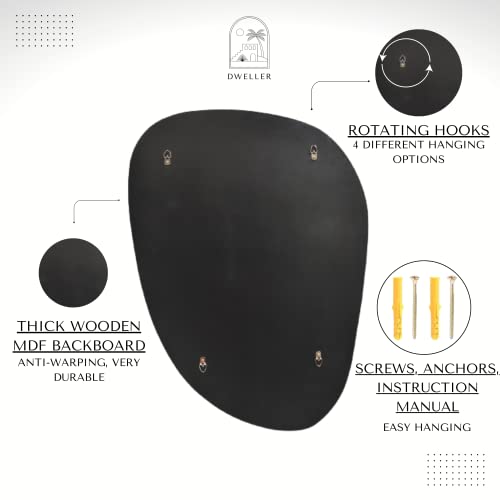 Dweller Irregular Mirror For Wall Decor 28.5"X19.3", Asymmetrical Mirror, Modern Frameless Wall Mirror For Bathroom Bedroom Entryway Living Room Vanity #TOP5