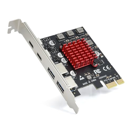 ELUTENG 4 Ports USB 3.1 PCIE Expansion Card (2 USB-A & 2 Type-C Ports) Superspeed PCI Express Expansion Card USB Card for Desktop PC Support Windows 11/10/8/7/XP/Vista, Self-Powered Supply