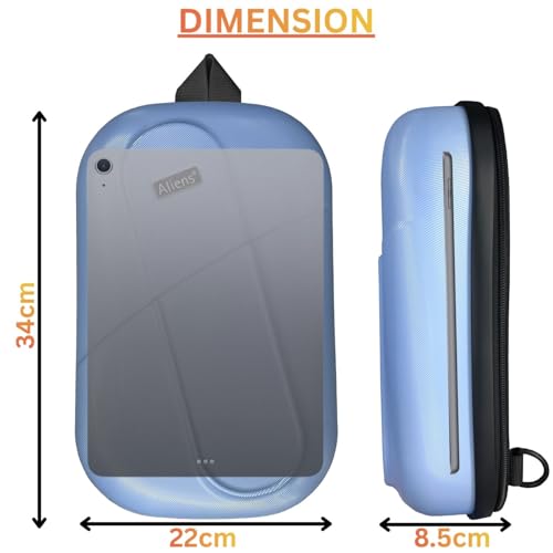 Image of Tukzer ABS Hard Shell Sling Bag Aliens Series 180Open Crossbody Side Shoulder Bag for Mens, Women, Office,Travel,Everyday Mini Backpack for iPad,Tablet,Smartphone,Charger,Headphone,HDD,Camera(01-BLU)
