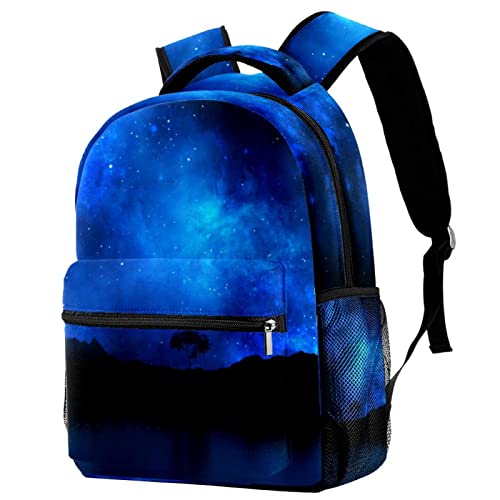 Blue Starry Sky Scene Mochila escolar de gran capacidad ajustable para la escuela, Multicolor4