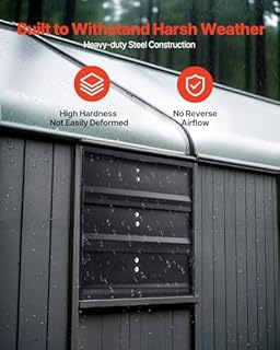 VEVOR 12 inch Shutter Exhaust Fan, Wall Mounted Attic Vent Fan with Variable Speed Controller, 1100 CFM, AC Motor, Heavy-duty Steel, Low Noise for Shed, Garage, Greenhouse Ventilation Cooling, Black