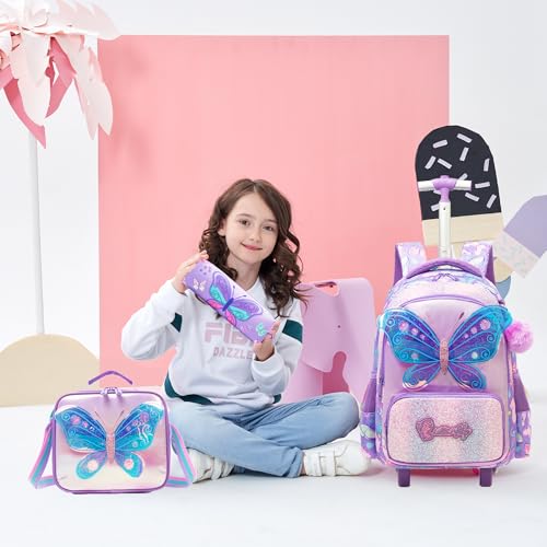 Meetbelify Girls Rolling Backpack
