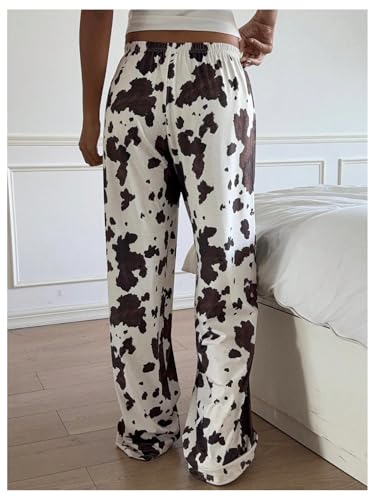 Women's High Waisted Wide Leg Pants Casual Cow Graphic Baggy Pajama Pants Trousers3