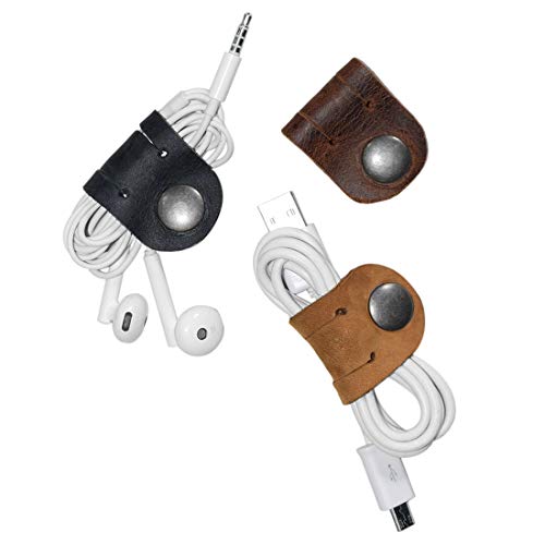 Hide & Drink, Leather Cord Organizer (3 Pack) / Earbud/Cable/Earphone Holder/Case/Phone Accessories/Travel Essentials, Handmade :: Multicolor