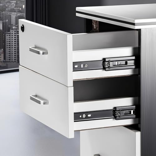 Guías Laterales Negras de 3 Secciones con Extensión Completa, Rieles Silenciosos y Suaves con Rodamientos de Bolas para Cajones de Cocina y Tocador(16'/40cm)