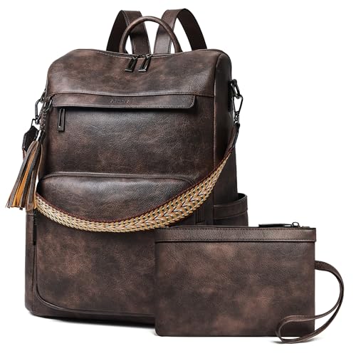 Image of Shrrie Vegan Leather Laptop Backpack for Women 15.6 inch Work Backpack Fashion Travel Backpack Purse for Travel College Work