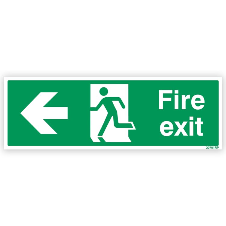 iSigns Exit Signs (Fire Exit Left Arrow) Self Adhesive Vinyl Fire Exit Sign, 300x100mm, British HSE Standards Approved Fire Exit Signs