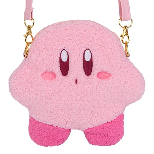 TOMY Mofulatto Kirby Plush Crossbody Bag - Officially Licensed Pochette with Zippered Closure for Small Accessories - 8 Inch - Gaming Gifts and Accessories - Ages 14 Years+